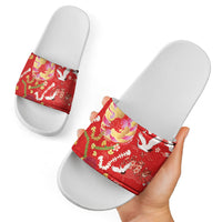 Hawaiian and Japanese Culture Together Slide Sandals Kakau Tribal Pattern and Irezumi Art Red Color LT03 - Polynesian Pride