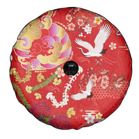 Hawaiian and Japanese Culture Together Spare Tire Cover Kakau Tribal Pattern and Irezumi Art Red Color LT03 - Polynesian Pride
