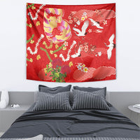 Hawaiian and Japanese Culture Together Tapestry Kakau Tribal Pattern and Irezumi Art Red Color LT03 - Polynesian Pride