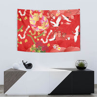 Hawaiian and Japanese Culture Together Tapestry Kakau Tribal Pattern and Irezumi Art Red Color LT03 - Polynesian Pride