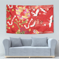 Hawaiian and Japanese Culture Together Tapestry Kakau Tribal Pattern and Irezumi Art Red Color LT03 - Polynesian Pride