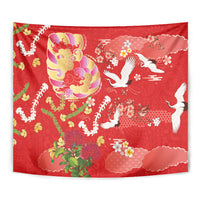 Hawaiian and Japanese Culture Together Tapestry Kakau Tribal Pattern and Irezumi Art Red Color LT03 - Polynesian Pride