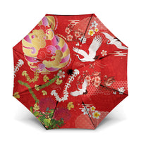 Hawaiian and Japanese Culture Together Umbrella Kakau Tribal Pattern and Irezumi Art Red Color LT03 One Size Folded 11.42 inch Opened Diameter 37.4 inch Red - Polynesian Pride