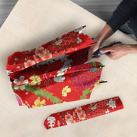 Hawaiian and Japanese Culture Together Umbrella Kakau Tribal Pattern and Irezumi Art Red Color LT03 - Polynesian Pride