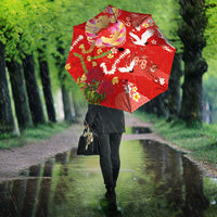 Hawaiian and Japanese Culture Together Umbrella Kakau Tribal Pattern and Irezumi Art Red Color LT03 - Polynesian Pride
