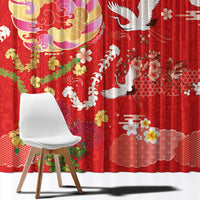 Hawaiian and Japanese Culture Together Window Curtain Kakau Tribal Pattern and Irezumi Art Red Color LT03 - Polynesian Pride