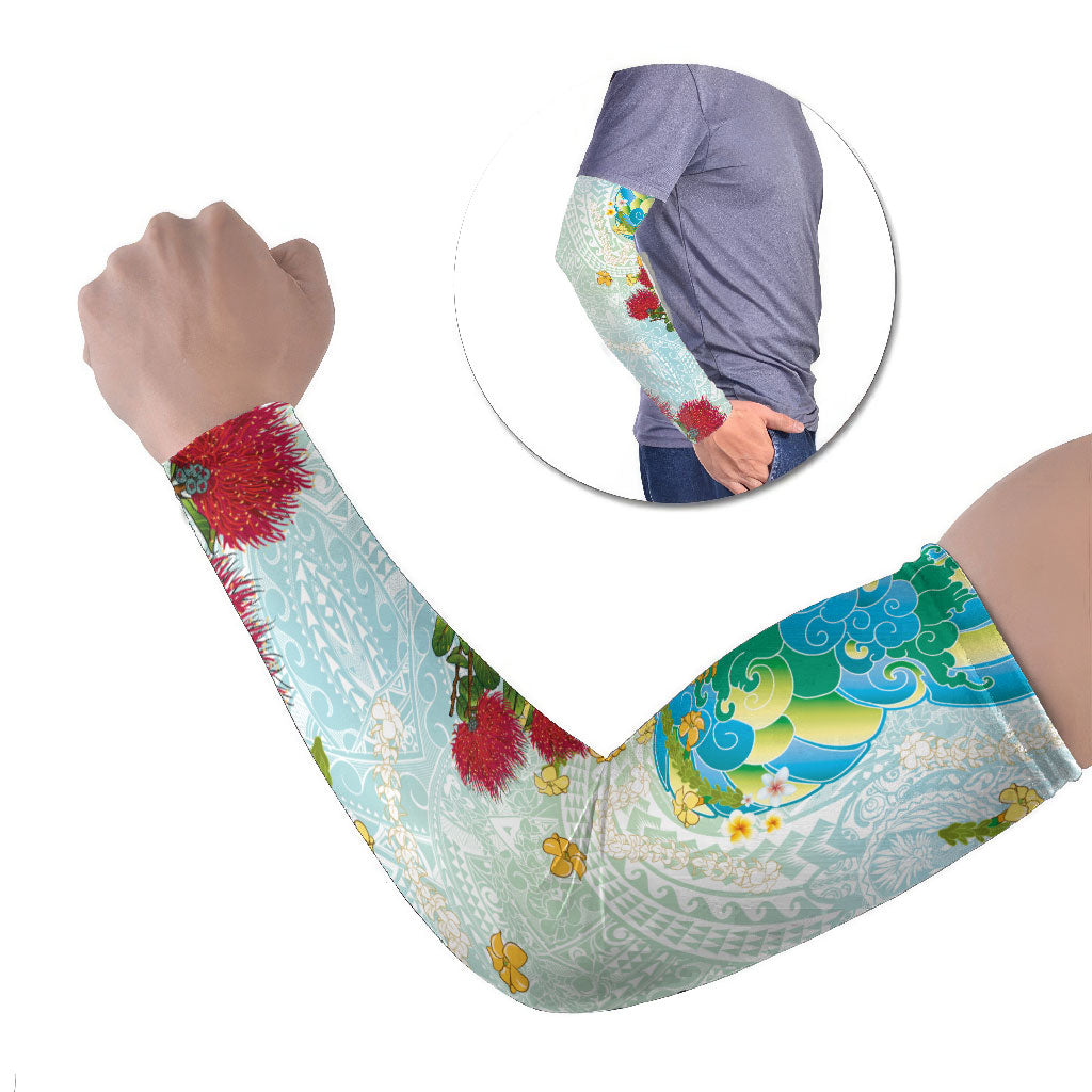 Japanese and Hawaiian Culture Fusion Arm Sleeves Irezumi with Turtles and Lei Kakau Pattern Fresh Vibe LT03 Set of 2 Multicolor - Polynesian Pride