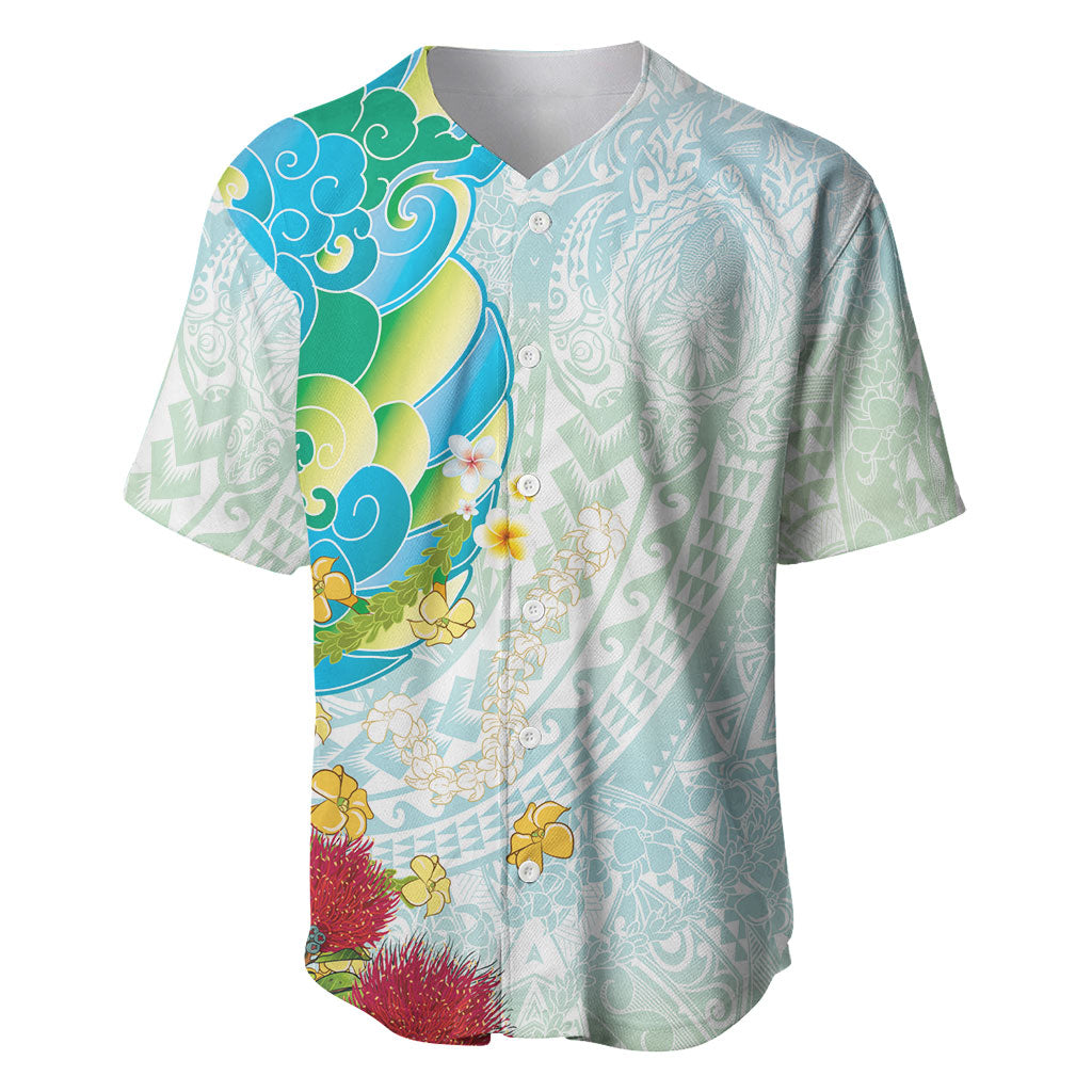 Japanese and Hawaiian Culture Fusion Baseball Jersey Irezumi with Turtles and Lei Kakau Pattern Fresh Vibe LT03 Multicolor - Polynesian Pride