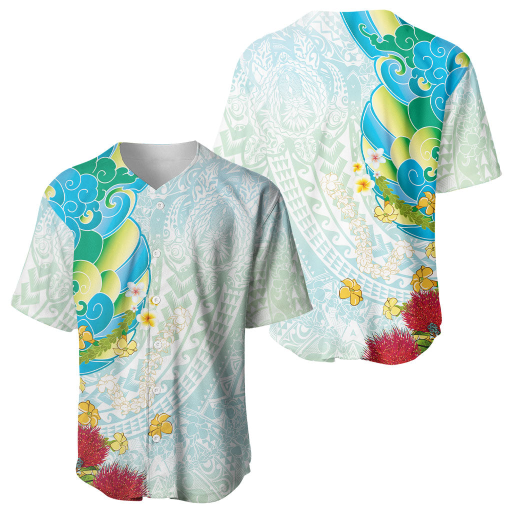 Japanese and Hawaiian Culture Fusion Baseball Jersey Irezumi with Turtles and Lei Kakau Pattern Fresh Vibe LT03 - Polynesian Pride