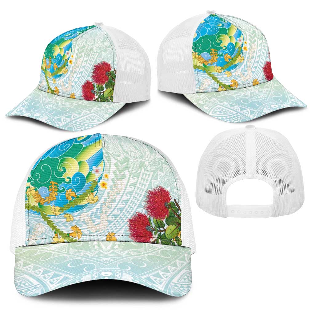 Japanese and Hawaiian Culture Fusion Baseball Net Cap Irezumi with Turtles and Lei Kakau Pattern Fresh Vibe LT03 - Polynesian Pride