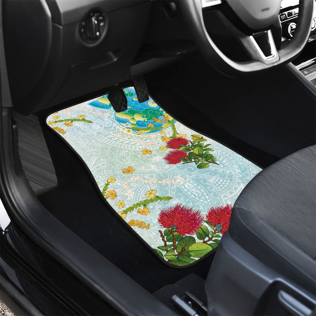Japanese and Hawaiian Culture Fusion Car Mats Irezumi with Turtles and Lei Kakau Pattern Fresh Vibe LT03 - Polynesian Pride