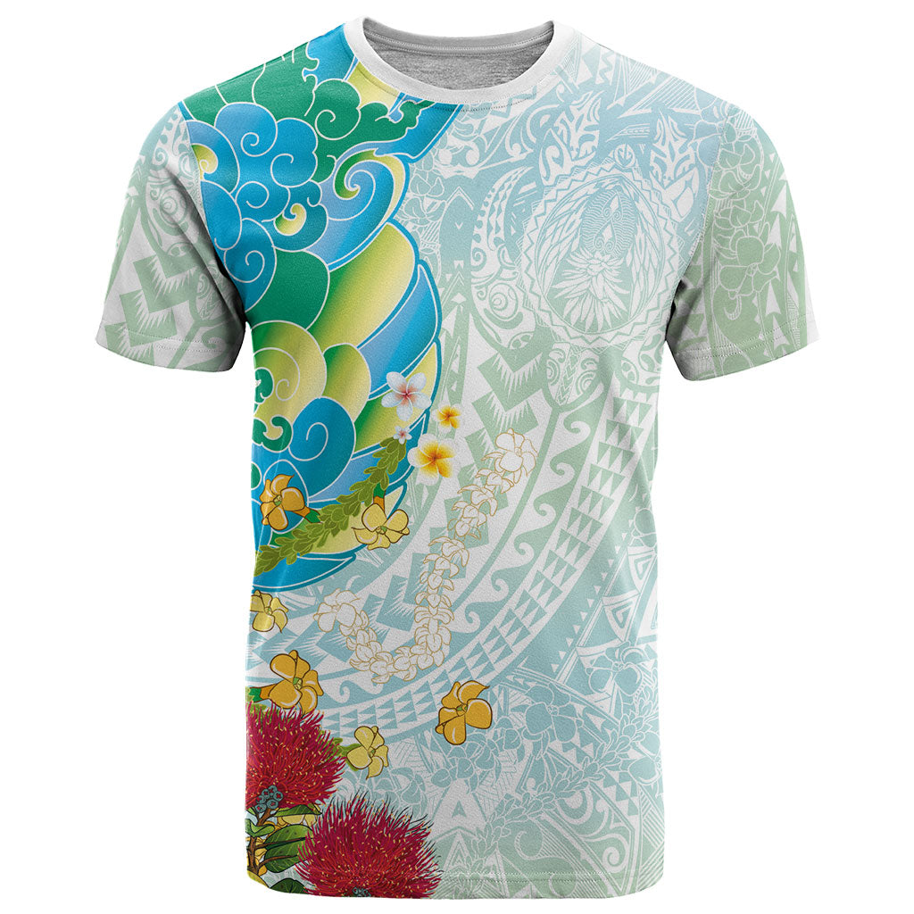 Japanese and Hawaiian Culture Fusion T Shirt Irezumi with Turtles and Lei Kakau Pattern Fresh Vibe LT03 Multicolor - Polynesian Pride
