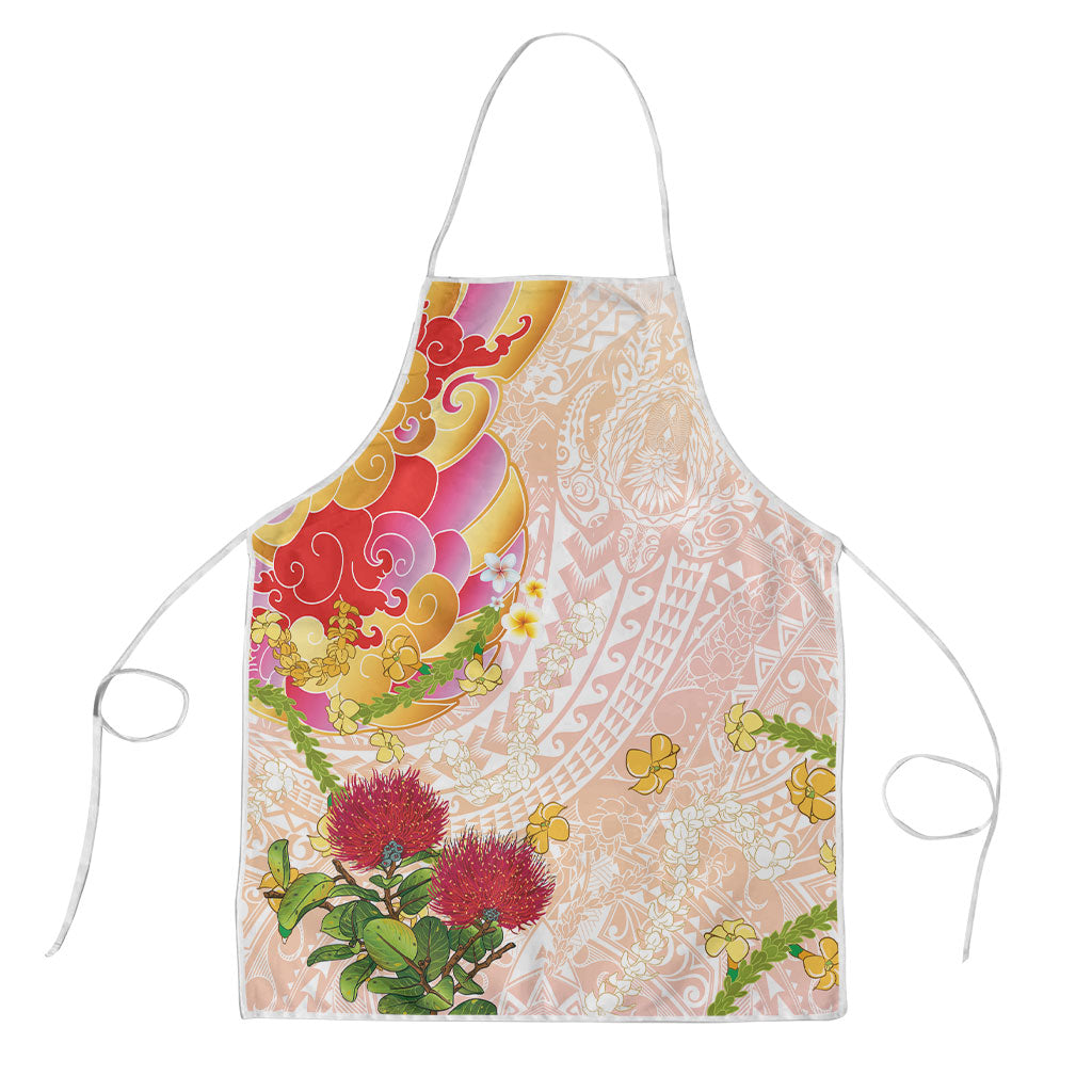 Japanese and Hawaiian Culture Fusion Apron Irezumi with Turtles and Lei Kakau Pattern Sunset Vibe LT03 Multicolor - Polynesian Pride
