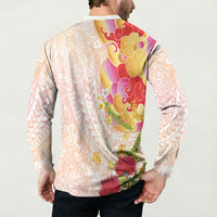 Japanese and Hawaiian Culture Fusion Button Sweatshirt Irezumi with Turtles and Lei Kakau Pattern Sunset Vibe LT03 - Polynesian Pride