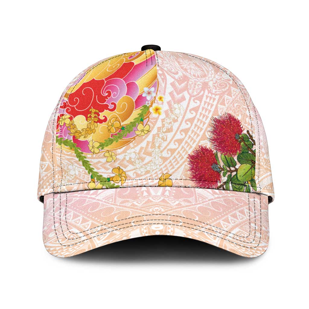 Japanese and Hawaiian Culture Fusion Classic Cap Irezumi with Turtles and Lei Kakau Pattern Sunset Vibe LT03 Universal Fit Multicolor - Polynesian Pride