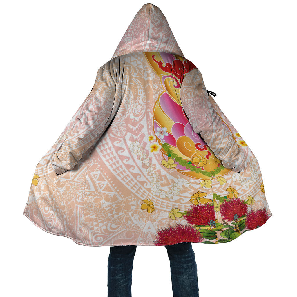 Japanese and Hawaiian Culture Fusion Cloak Irezumi with Turtles and Lei Kakau Pattern Sunset Vibe LT03 Unisex Multicolor - Polynesian Pride