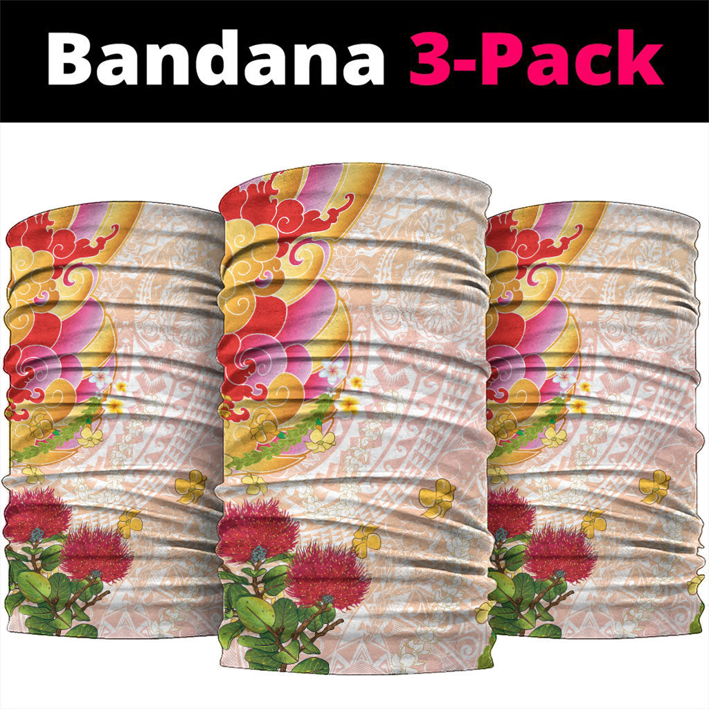 Japanese and Hawaiian Culture Fusion Neck Gaiter Irezumi with Turtles and Lei Kakau Pattern Sunset Vibe LT03 package One Size: 25*50cm Multicolor - Polynesian Pride