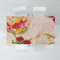 Japanese and Hawaiian Culture Fusion Tablecloth Irezumi with Turtles and Lei Kakau Pattern Sunset Vibe LT03 Multicolor - Polynesian Pride