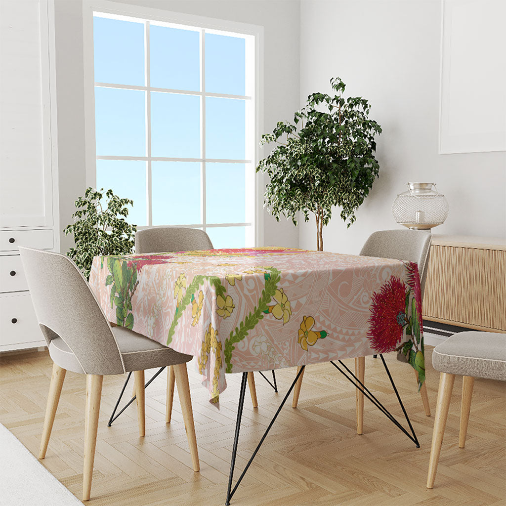 Japanese and Hawaiian Culture Fusion Tablecloth Irezumi with Turtles and Lei Kakau Pattern Sunset Vibe LT03 - Polynesian Pride