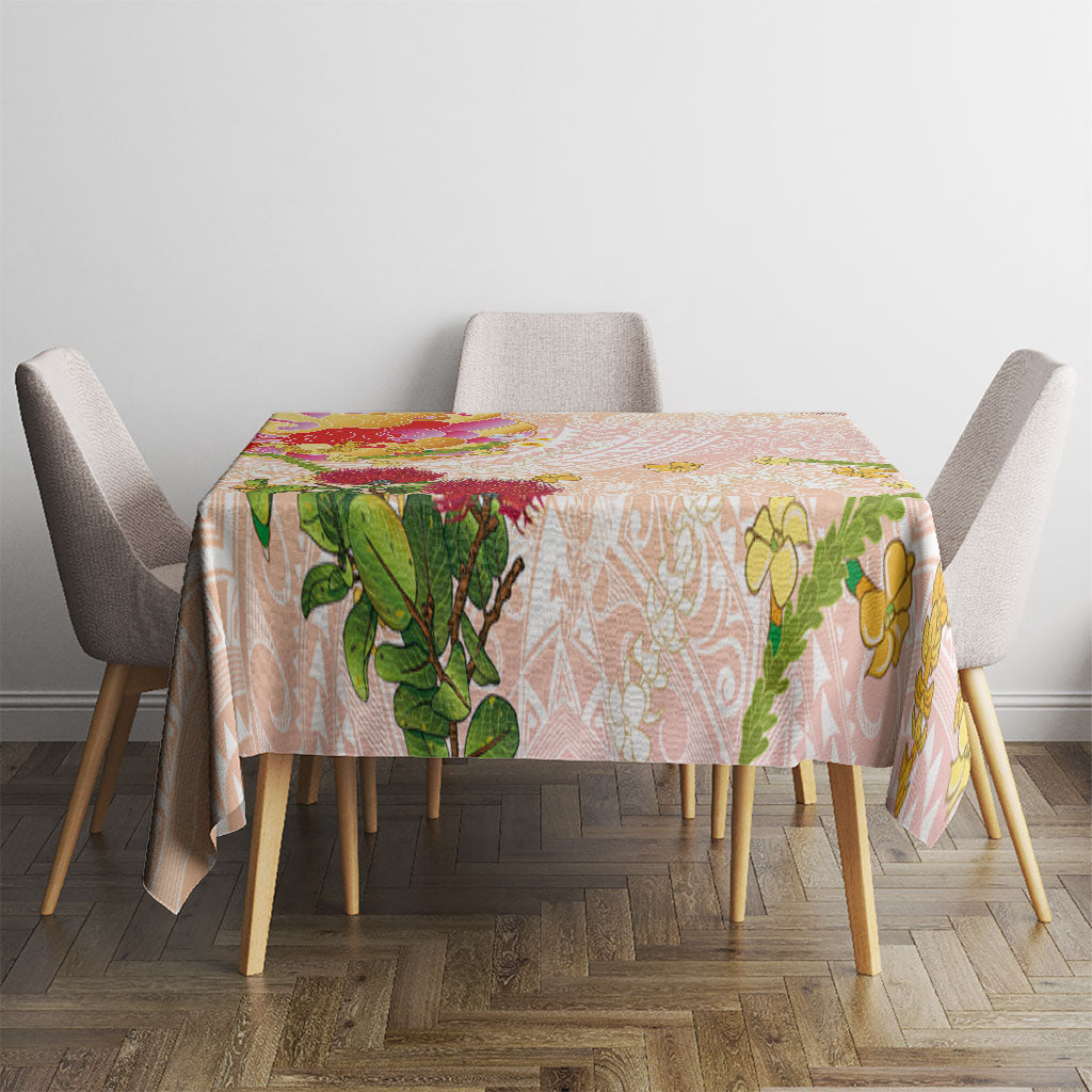 Japanese and Hawaiian Culture Fusion Tablecloth Irezumi with Turtles and Lei Kakau Pattern Sunset Vibe LT03 - Polynesian Pride
