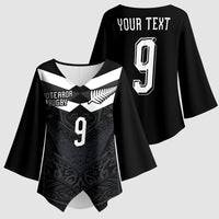 Aotearoa Rugby Custom Kimono Sleeve Blouse Maori Tribal Motifs Stripes-Sporty Style LT03 - Polynesian Pride
