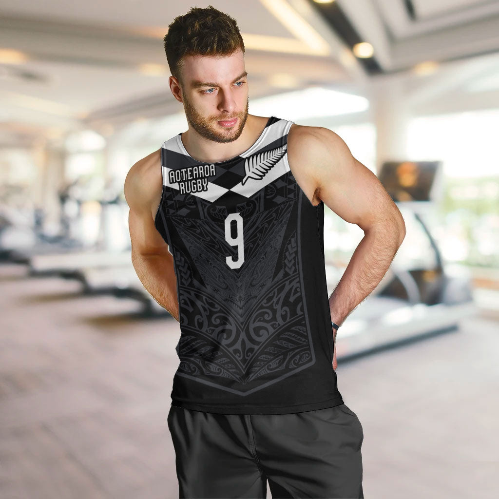 Aotearoa Rugby Custom Men Tank Top Maori Tribal Motifs Stripes-Sporty Style LT03 Black - Polynesian Pride