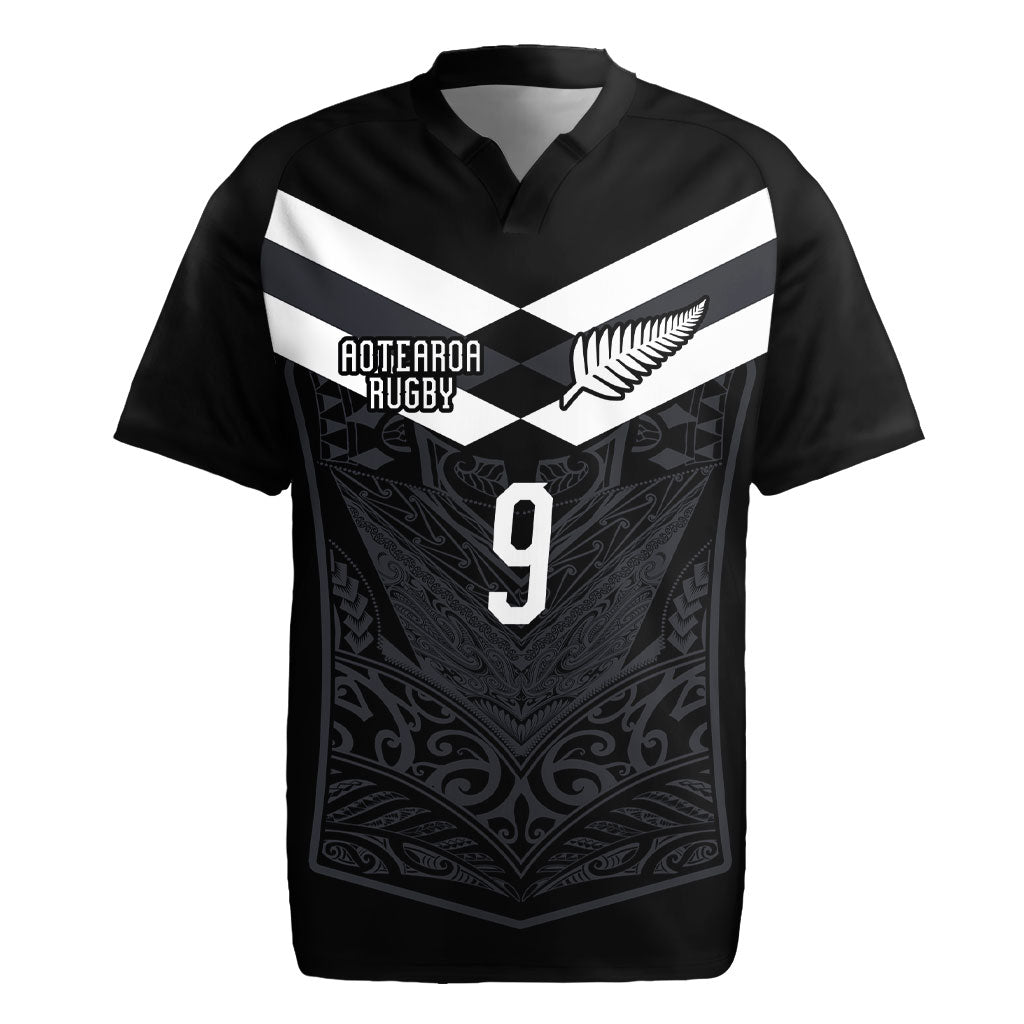 Aotearoa Rugby Custom Rugby Jersey Maori Tribal Motifs Stripes-Sporty Style LT03 Black - Polynesian Pride