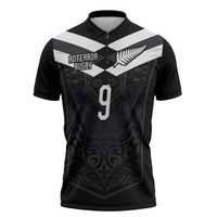 Aotearoa Rugby Custom Zipper Polo Shirt Maori Tribal Motifs Stripes-Sporty Style LT03 Black - Polynesian Pride