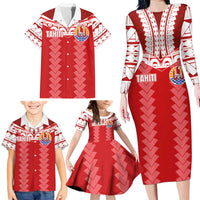 Custom Tahiti Football Polynesian Pattern Family Matching Long Sleeve Bodycon Dress and Hawaiian Shirt LT03 - Polynesian Pride