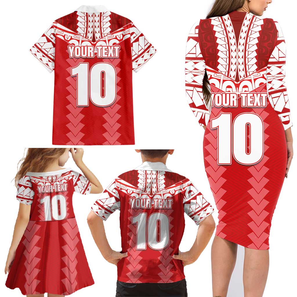 Custom Tahiti Football Polynesian Pattern Family Matching Long Sleeve Bodycon Dress and Hawaiian Shirt LT03 - Polynesian Pride