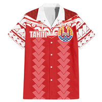Custom Tahiti Football Polynesian Pattern Family Matching Mermaid Dress and Hawaiian Shirt LT03 Dad's Shirt - Short Sleeve Red - Polynesian Pride