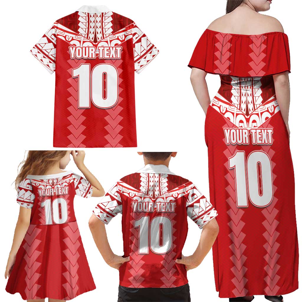 Custom Tahiti Football Polynesian Pattern Family Matching Off Shoulder Maxi Dress and Hawaiian Shirt LT03 - Polynesian Pride