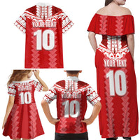Custom Tahiti Football Polynesian Pattern Family Matching Off Shoulder Maxi Dress and Hawaiian Shirt LT03 - Polynesian Pride