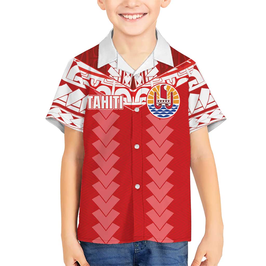 Custom Tahiti Football Polynesian Pattern Kid Hawaiian Shirt LT03 Kid Red - Polynesian Pride