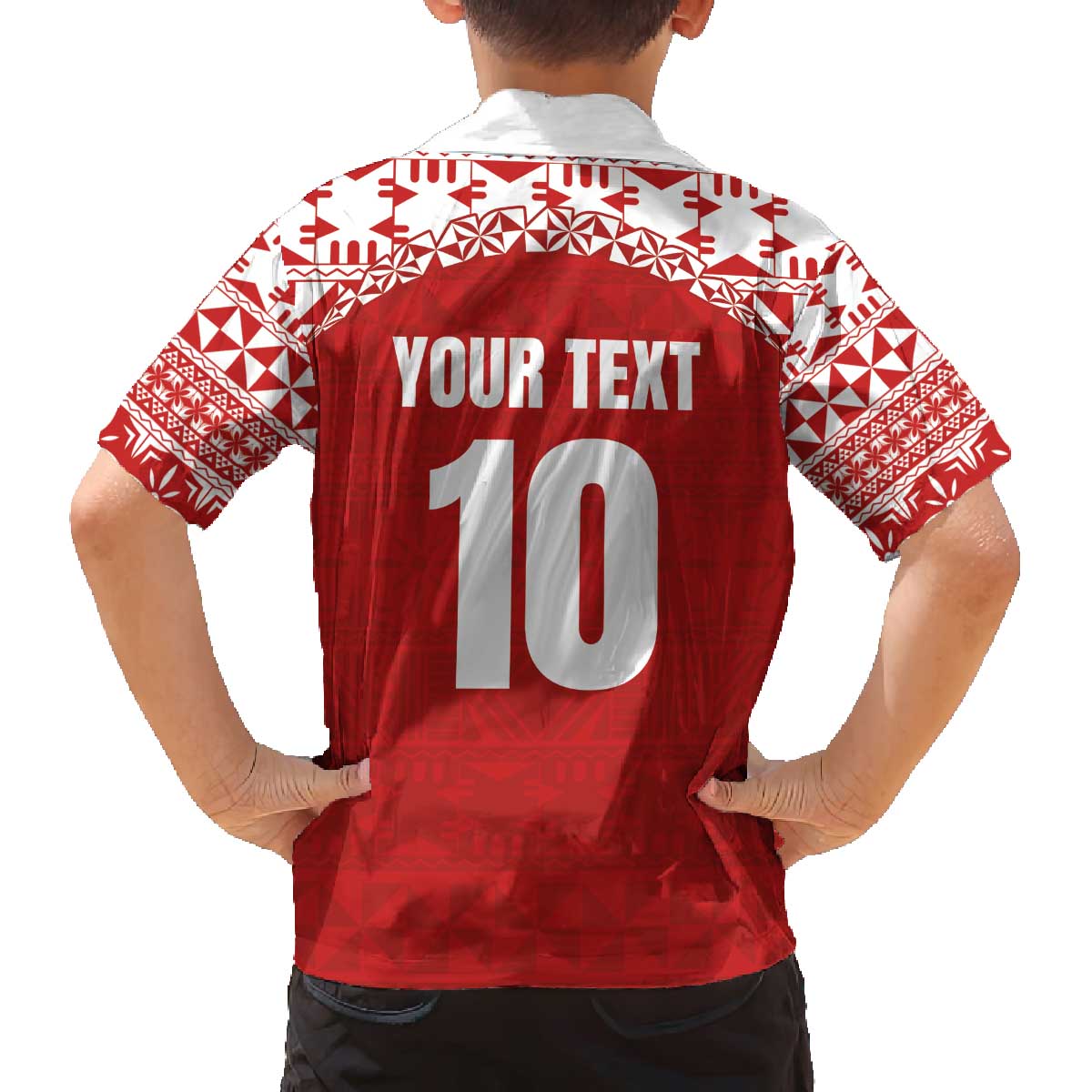 Custom Tonga Football Ngatu Tribal Tattoo Family Matching Off Shoulder Short Dress and Hawaiian Shirt LT03 - Polynesian Pride