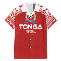 Custom Tonga Football Ngatu Tribal Tattoo Family Matching Summer Maxi Dress and Hawaiian Shirt LT03 Dad's Shirt - Short Sleeve Red - Polynesian Pride