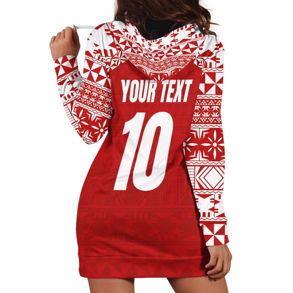 Custom Tonga Football Ngatu Tribal Tattoo Hoodie Dress LT03 - Polynesian Pride