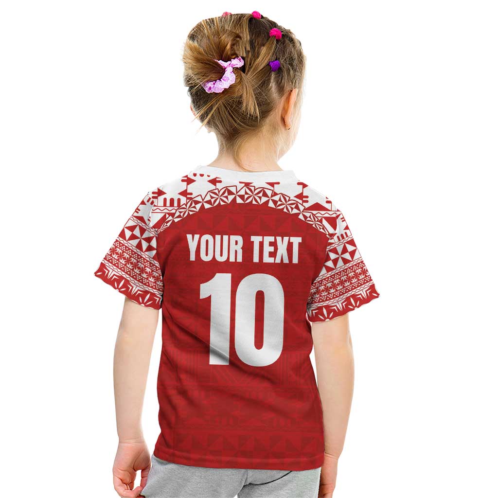 Custom Tonga Football Ngatu Tribal Tattoo Kid T Shirt
