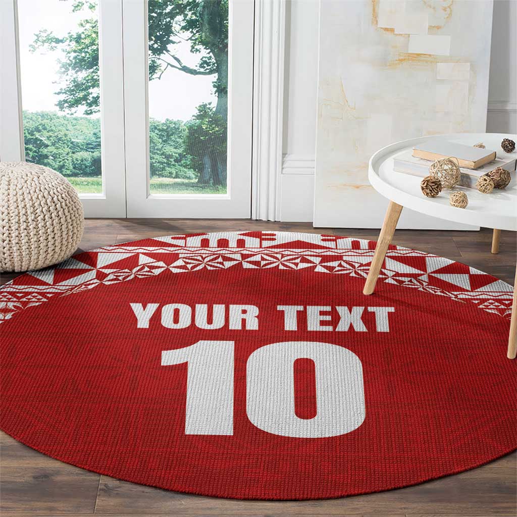 Custom Tonga Football Ngatu Tribal Tattoo Round Carpet
