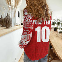 Custom Tonga Football Ngatu Tribal Tattoo Women Casual Shirt LT03 - Polynesian Pride