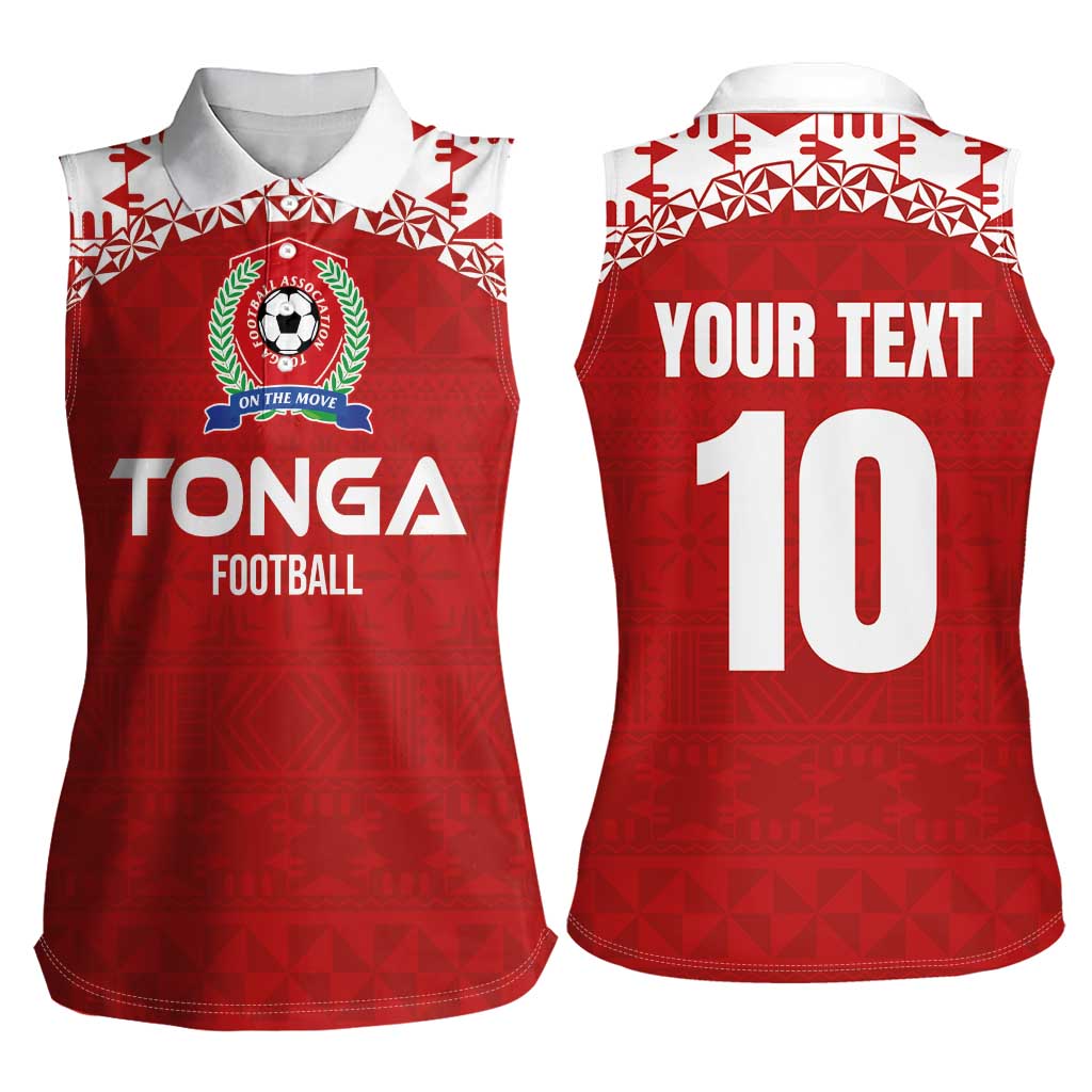 Custom Tonga Football Ngatu Tribal Tattoo Women Sleeveless Polo Shirt LT03 - Polynesian Pride