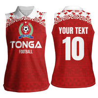 Custom Tonga Football Ngatu Tribal Tattoo Women Sleeveless Polo Shirt LT03 - Polynesian Pride