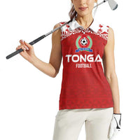 Custom Tonga Football Ngatu Tribal Tattoo Women Sleeveless Polo Shirt LT03 - Polynesian Pride
