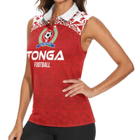 Custom Tonga Football Ngatu Tribal Tattoo Women Sleeveless Polo Shirt LT03 - Polynesian Pride