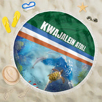 Marshall Islands Kwajalein Atoll Beach Blanket Polynesian Pattern and Undersea Animals LT03 One Size 150cm Blue - Polynesian Pride