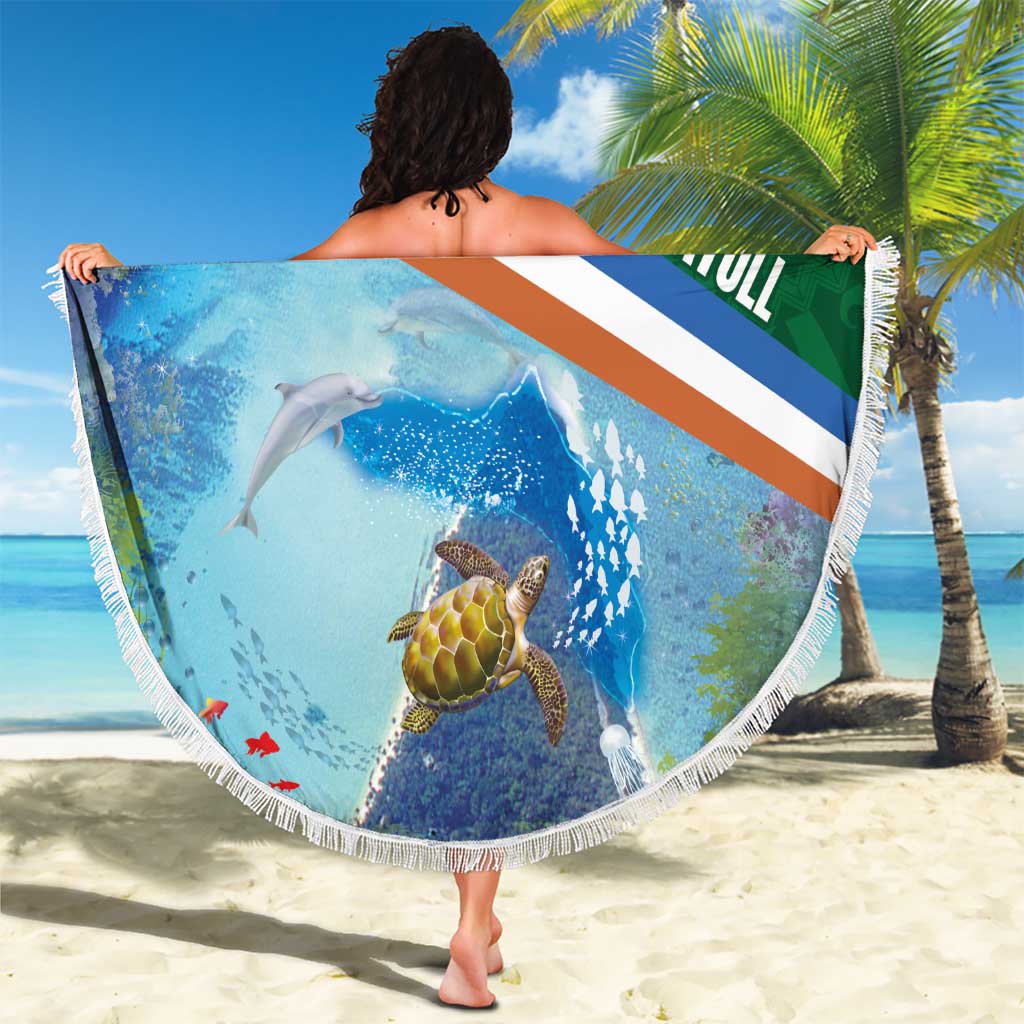 Marshall Islands Kwajalein Atoll Beach Blanket Polynesian Pattern and Undersea Animals LT03 - Polynesian Pride