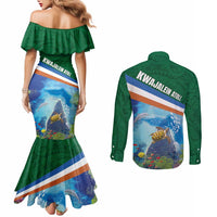 Marshall Islands Kwajalein Atoll Couples Matching Mermaid Dress and Long Sleeve Button Shirt Polynesian Pattern and Undersea Animals LT03 - Polynesian Pride