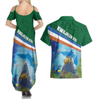 Marshall Islands Kwajalein Atoll Couples Matching Summer Maxi Dress and Hawaiian Shirt Polynesian Pattern and Undersea Animals LT03 - Polynesian Pride