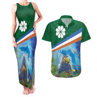 Marshall Islands Kwajalein Atoll Couples Matching Tank Maxi Dress and Hawaiian Shirt Polynesian Pattern and Undersea Animals LT03 Blue - Polynesian Pride