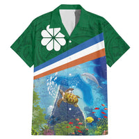 Marshall Islands Kwajalein Atoll Family Matching Mermaid Dress and Hawaiian Shirt Polynesian Pattern and Undersea Animals LT03 Dad's Shirt - Short Sleeve Blue - Polynesian Pride